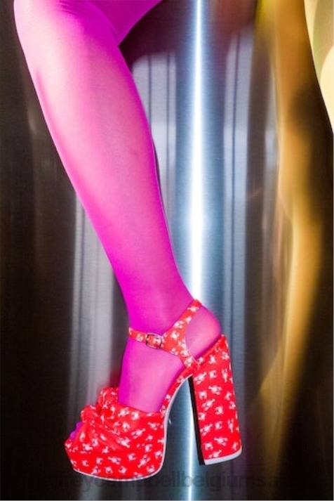 vrouwen Jeffrey Campbell knoop-2day rode kreeftenkrab print V2LZ1198 platform sandaal