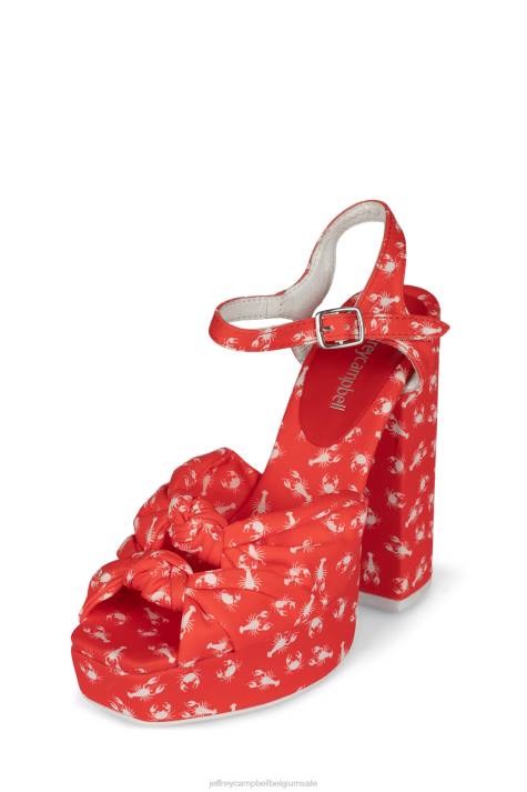 vrouwen Jeffrey Campbell knoop-2day rode kreeftenkrab print V2LZ1198 platform sandaal