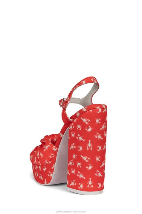 vrouwen Jeffrey Campbell knoop-2day rode kreeftenkrab print V2LZ1198 platform sandaal