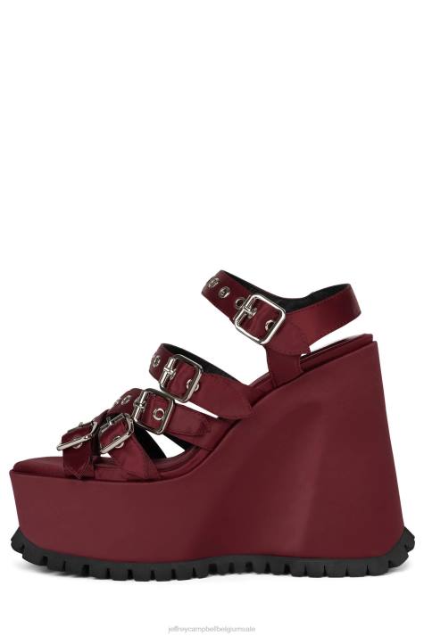 vrouwen Jeffrey Campbell leegte rood satijn V2LZ1085 platform sandaal