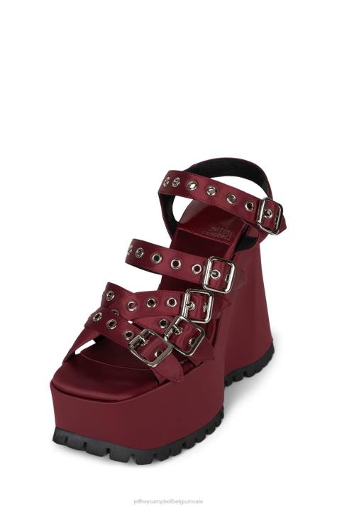 vrouwen Jeffrey Campbell leegte rood satijn V2LZ1085 platform sandaal
