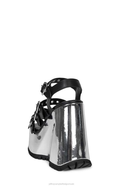 vrouwen Jeffrey Campbell leegte zwart zilver metallic V2LZ946 platform sandaal