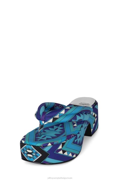 vrouwen Jeffrey Campbell luau blauwe multi V2LZ23 platform sandaal
