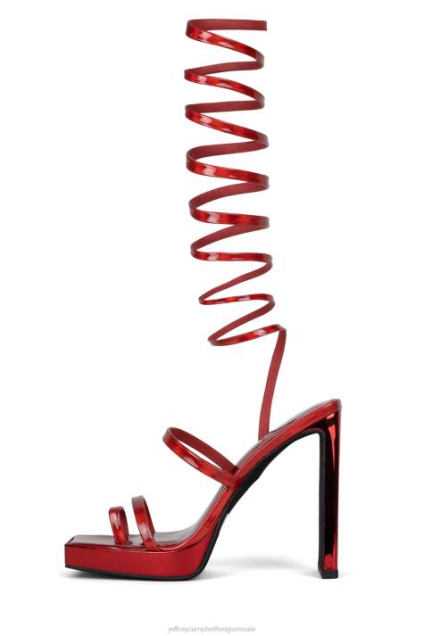 vrouwen Jeffrey Campbell luie rood iriserend V2LZ1150 platform sandaal