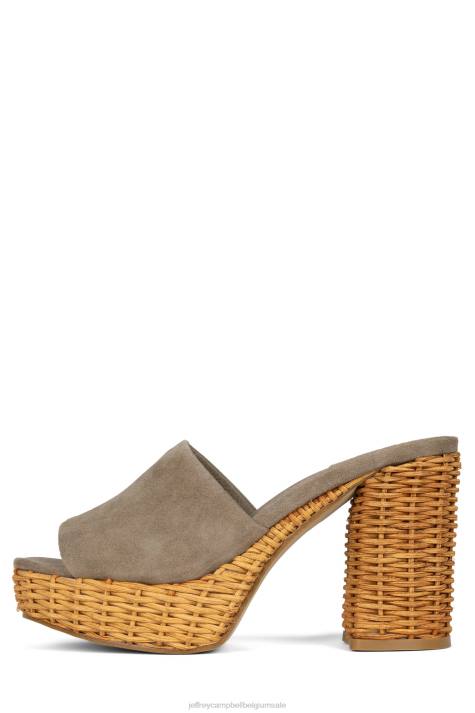 vrouwen Jeffrey Campbell magda-wkr donker taupe suède V2LZ1191 platform sandaal