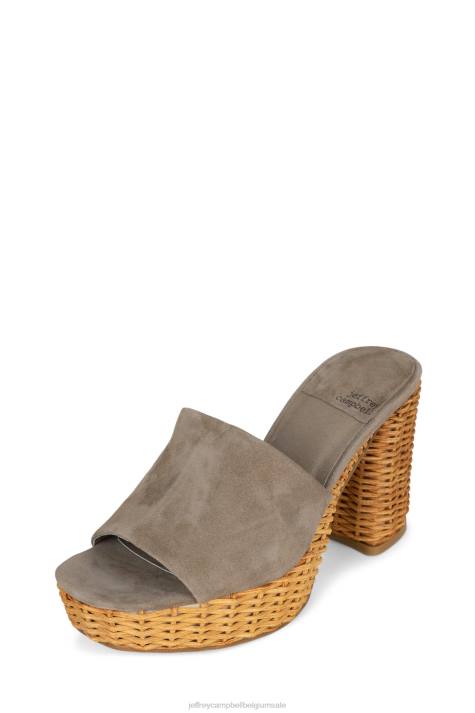vrouwen Jeffrey Campbell magda-wkr donker taupe suède V2LZ1191 platform sandaal