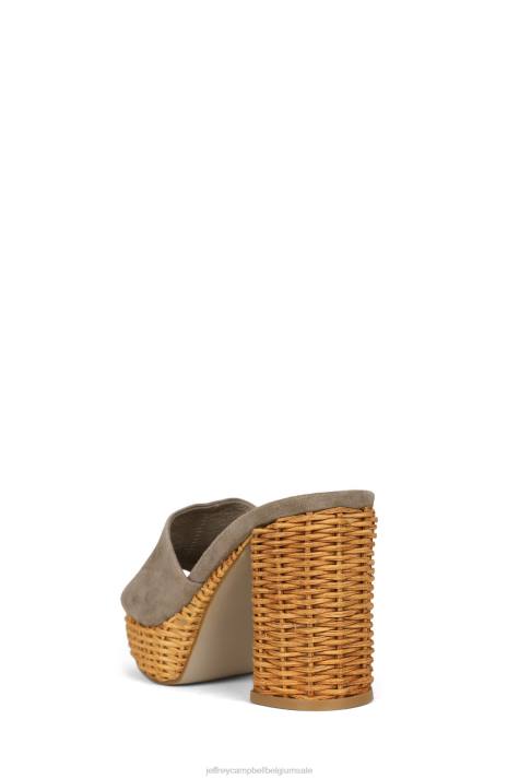vrouwen Jeffrey Campbell magda-wkr donker taupe suède V2LZ1191 platform sandaal