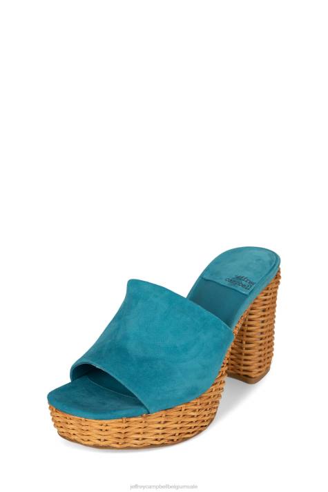 vrouwen Jeffrey Campbell magda-wkr groenblauw suède V2LZ1190 platform sandaal