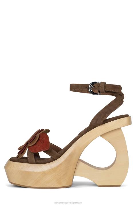 vrouwen Jeffrey Campbell mahana bruin suède roest V2LZ981 platform sandaal