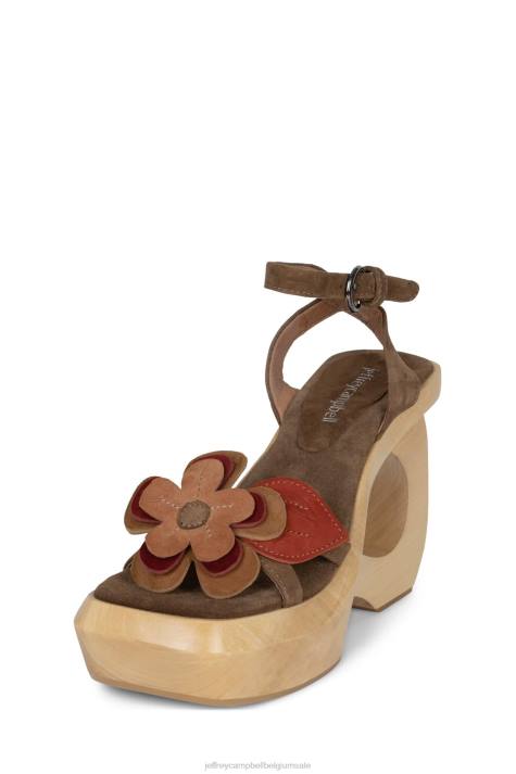 vrouwen Jeffrey Campbell mahana bruin suède roest V2LZ981 platform sandaal
