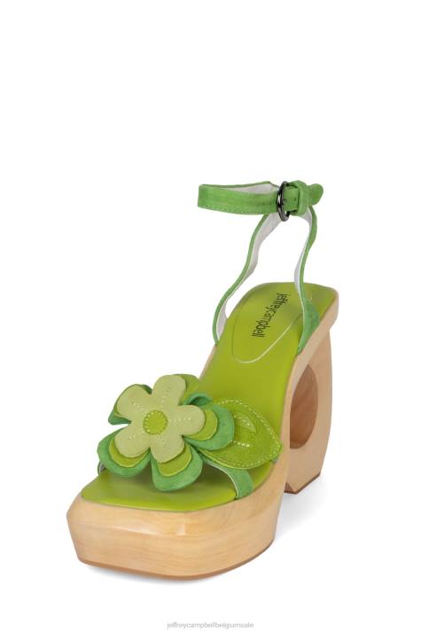 vrouwen Jeffrey Campbell mahana groene suède combi V2LZ982 platform sandaal