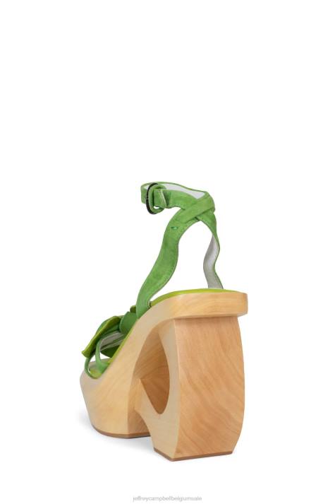 vrouwen Jeffrey Campbell mahana groene suède combi V2LZ982 platform sandaal