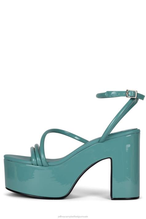 vrouwen Jeffrey Campbell mamba blauwgroen patent V2LZ948 platform sandaal