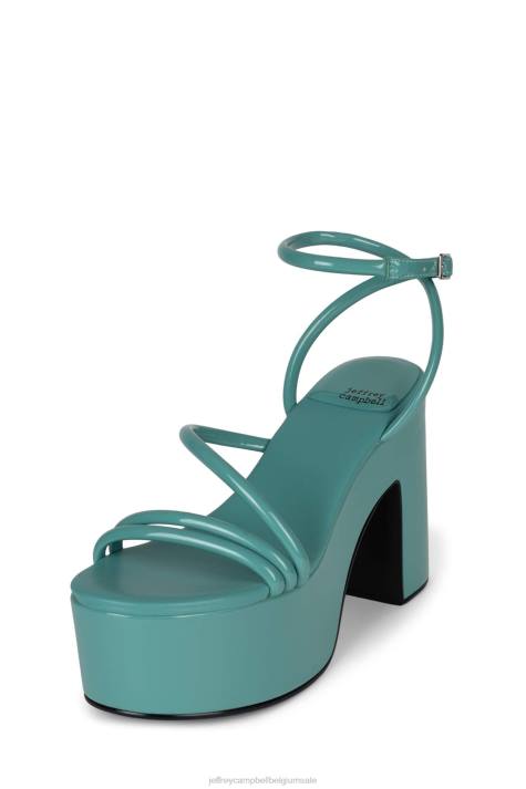 vrouwen Jeffrey Campbell mamba blauwgroen patent V2LZ948 platform sandaal