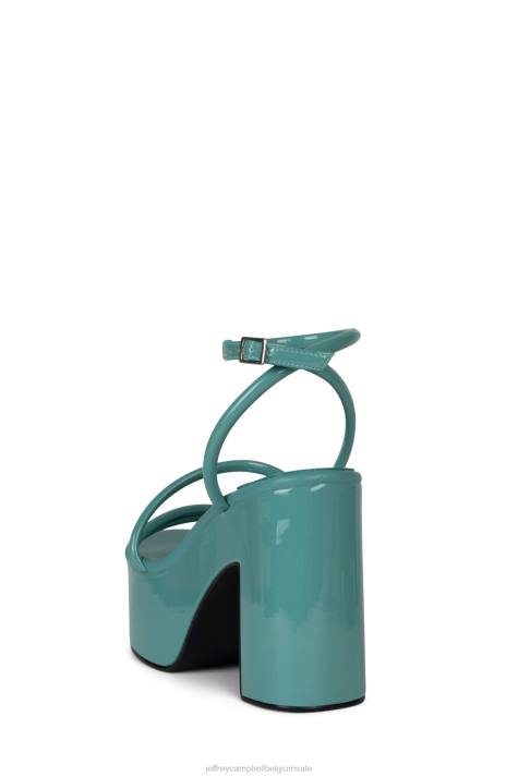 vrouwen Jeffrey Campbell mamba blauwgroen patent V2LZ948 platform sandaal