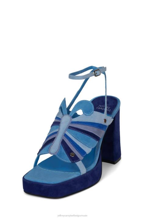 vrouwen Jeffrey Campbell monarch-l blauwe suède combi V2LZ988 platform sandaal