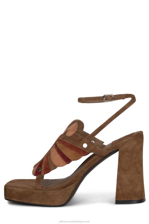 vrouwen Jeffrey Campbell monarch-l bruinbruin suède combo V2LZ990 platform sandaal