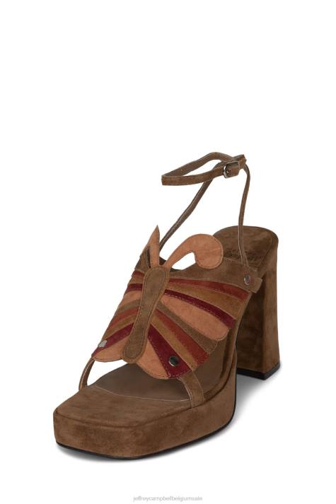 vrouwen Jeffrey Campbell monarch-l bruinbruin suède combo V2LZ990 platform sandaal