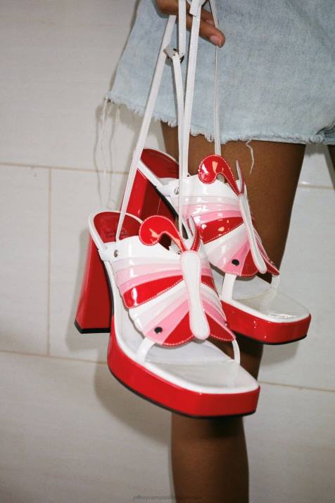 vrouwen Jeffrey Campbell monarch-l rood lak wit multi V2LZ989 platform sandaal