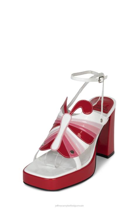 vrouwen Jeffrey Campbell monarch-l rood lak wit multi V2LZ989 platform sandaal