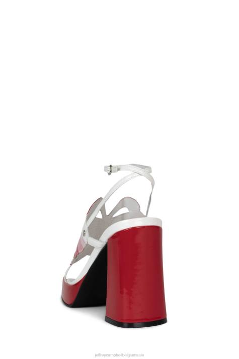 vrouwen Jeffrey Campbell monarch-l rood lak wit multi V2LZ989 platform sandaal