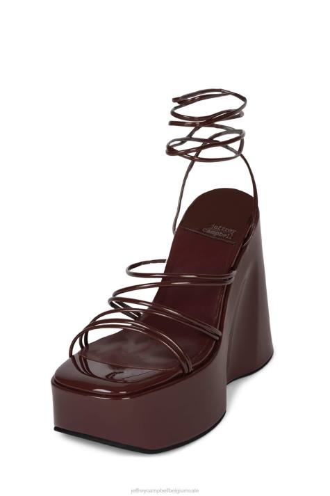 vrouwen Jeffrey Campbell niveaus bruin patent V2LZ254 platform sandaal
