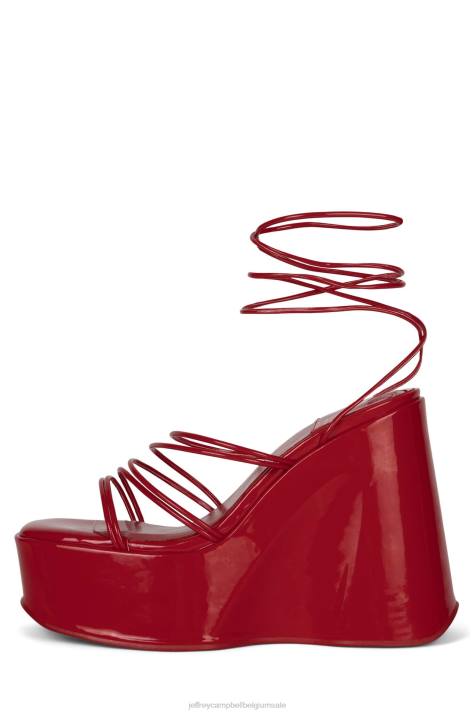 vrouwen Jeffrey Campbell niveaus rood patent V2LZ257 platform sandaal