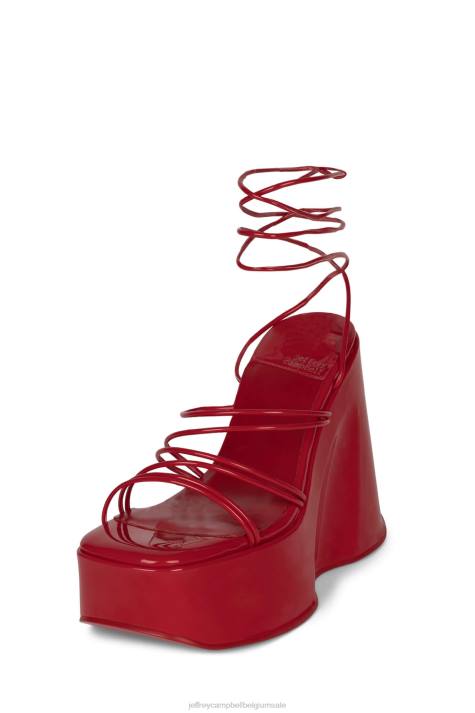 vrouwen Jeffrey Campbell niveaus rood patent V2LZ257 platform sandaal