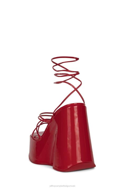 vrouwen Jeffrey Campbell niveaus rood patent V2LZ257 platform sandaal