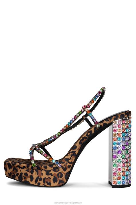 vrouwen Jeffrey Campbell nuite bruine jachtluipaard multi V2LZ1154 platform sandaal