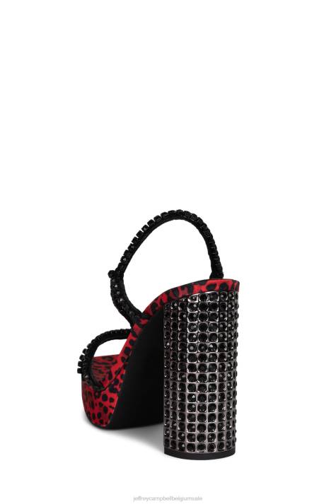 vrouwen Jeffrey Campbell nuite rood cheetah tin V2LZ1157 platform sandaal