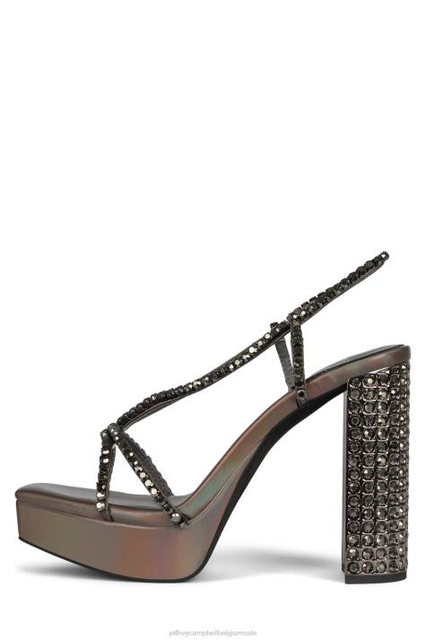 vrouwen Jeffrey Campbell nuite tinnen iriserende combo V2LZ1156 platform sandaal