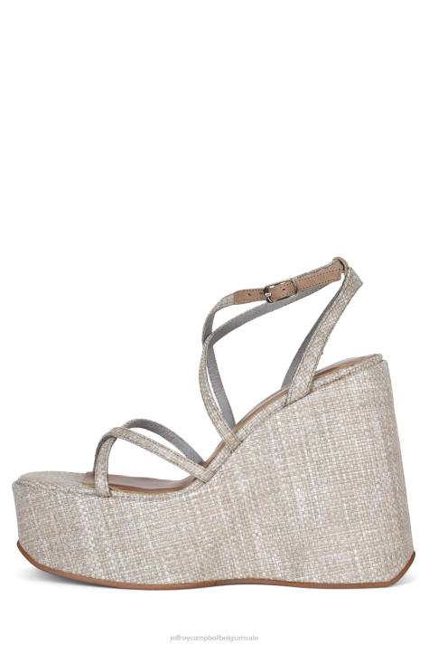 vrouwen Jeffrey Campbell oliana beige geweven V2LZ994 platform sandaal