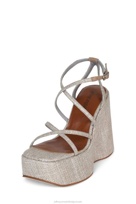 vrouwen Jeffrey Campbell oliana beige geweven V2LZ994 platform sandaal