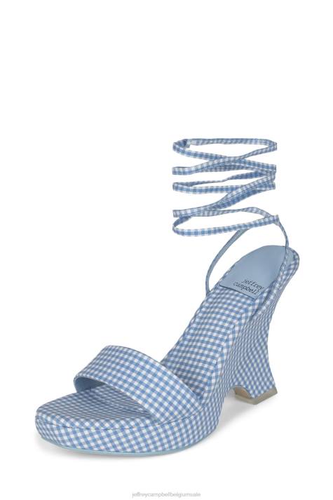 vrouwen Jeffrey Campbell oraura blauw geruit V2LZ1194 platform sandaal