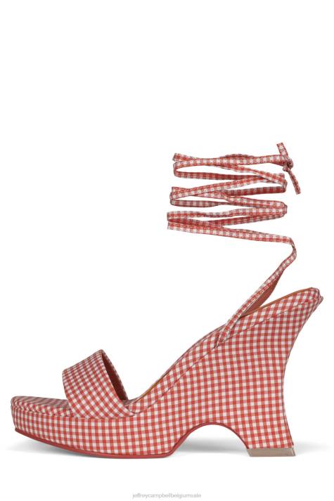 vrouwen Jeffrey Campbell oraura rode gingham V2LZ1195 platform sandaal