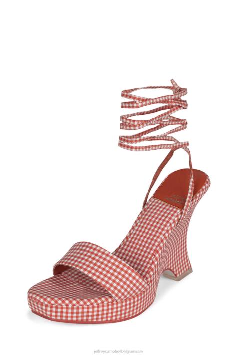 vrouwen Jeffrey Campbell oraura rode gingham V2LZ1195 platform sandaal