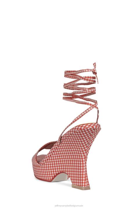 vrouwen Jeffrey Campbell oraura rode gingham V2LZ1195 platform sandaal