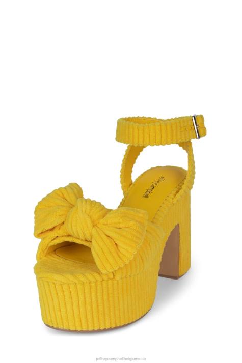 vrouwen Jeffrey Campbell picknick gele streep badstof V2LZ1005 platform sandaal