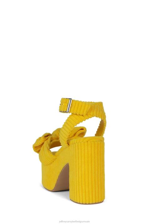 vrouwen Jeffrey Campbell picknick gele streep badstof V2LZ1005 platform sandaal