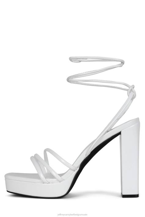 vrouwen Jeffrey Campbell presecco wit gekreukt patent V2LZ1218 platform sandaal