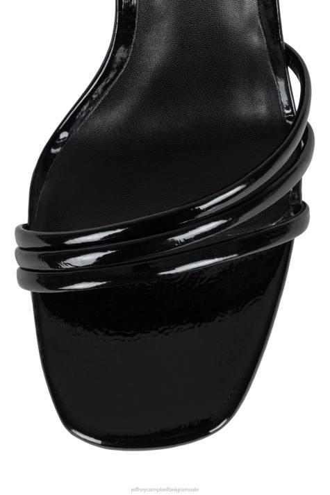 vrouwen Jeffrey Campbell presecco zwart gekreukt patent V2LZ1052 platform sandaal
