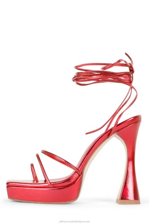 vrouwen Jeffrey Campbell primadonna rood metaalachtig V2LZ1177 platform sandaal