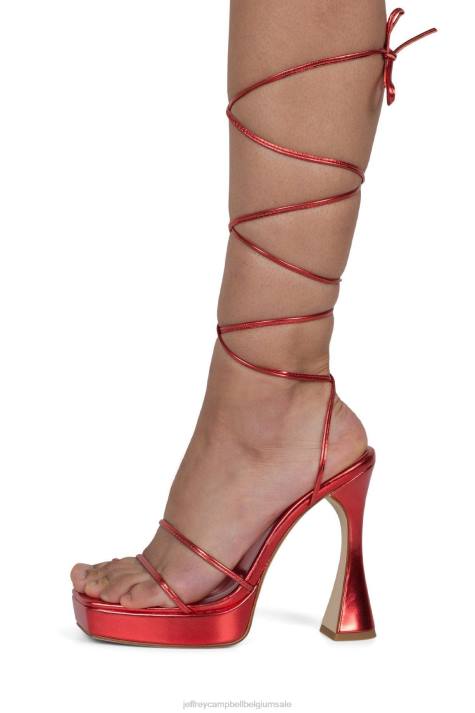 vrouwen Jeffrey Campbell primadonna rood metaalachtig V2LZ1177 platform sandaal