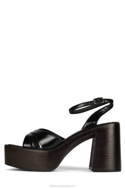 vrouwen Jeffrey Campbell producent zwartbruine Poolse stapel V2LZ1165 platform sandaal