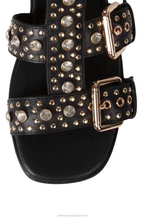 vrouwen Jeffrey Campbell ramonen zwart goud V2LZ215 platform sandaal