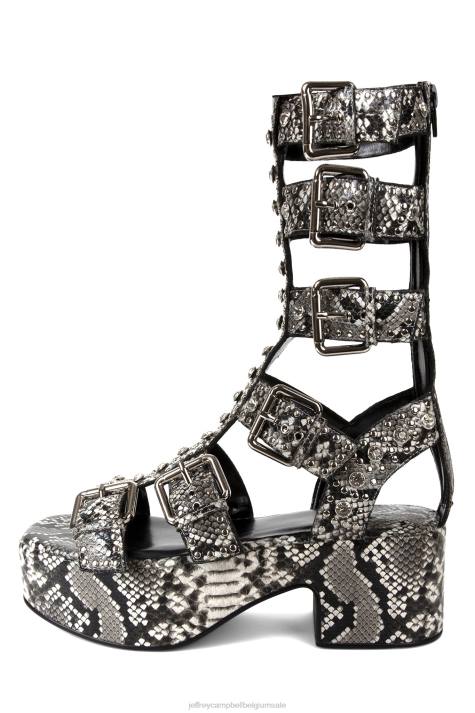 vrouwen Jeffrey Campbell ramonen zwart witte slang zilver V2LZ216 platform sandaal