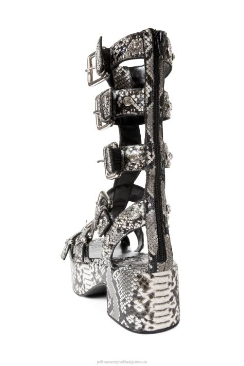 vrouwen Jeffrey Campbell ramonen zwart witte slang zilver V2LZ216 platform sandaal