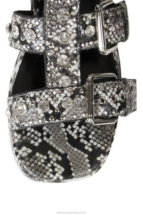 vrouwen Jeffrey Campbell ramonen zwart witte slang zilver V2LZ216 platform sandaal