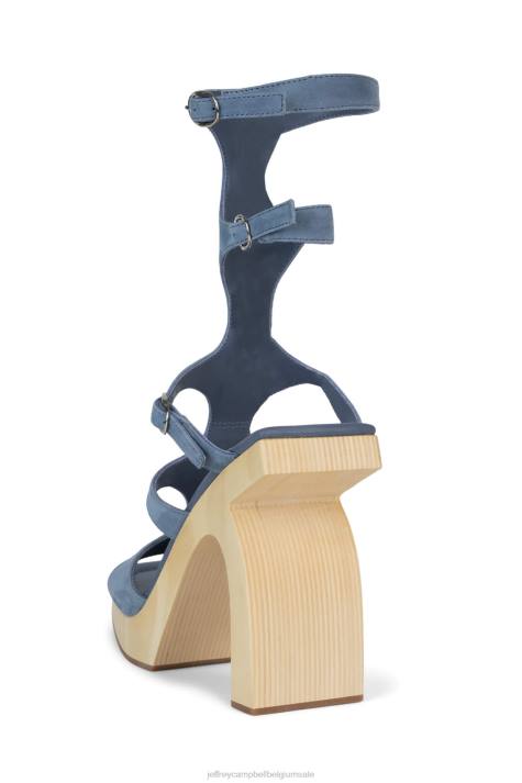 vrouwen Jeffrey Campbell rivalen blauw suède naturel V2LZ218 platform sandaal